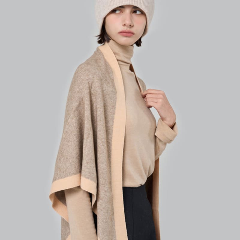 ENOUGH TIME COLOR LINE wool MUFFLER (SAND BEIGE)