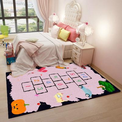 Tapis Grille Numérotée Marelle Tapis de Jeu pour Enfants Tapis Animal Dessin Animé Tapis Éducatif Interactif Décoration de Chambre d'Enfant Maison