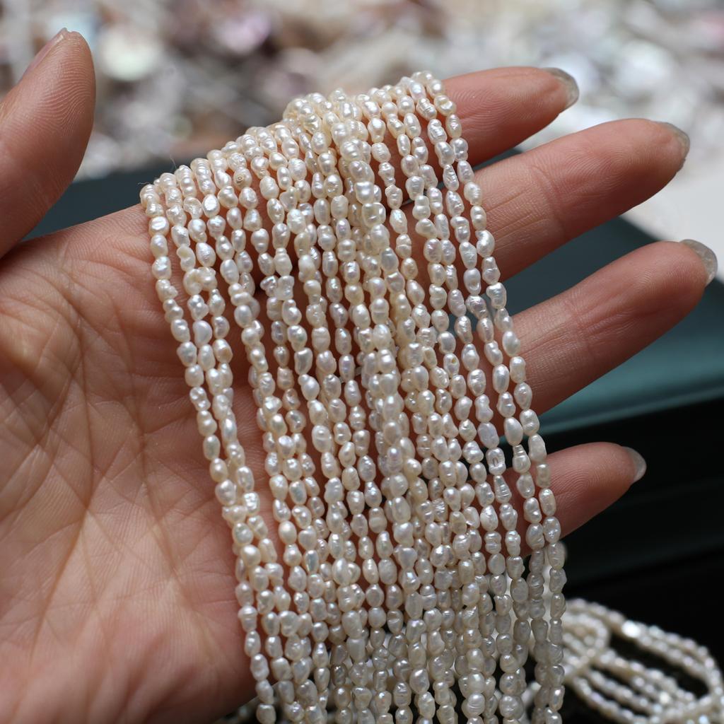 1String, White Natural Freshwater Pearls, Handmade Irregular Pearl Beads for Jewelry Making DIY Necklaces Crafts (Beads 2-3mm, Length 36cm)