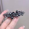 Black Crystal Flower Hair Clip - Korean Style Women's Half Updo Accessory