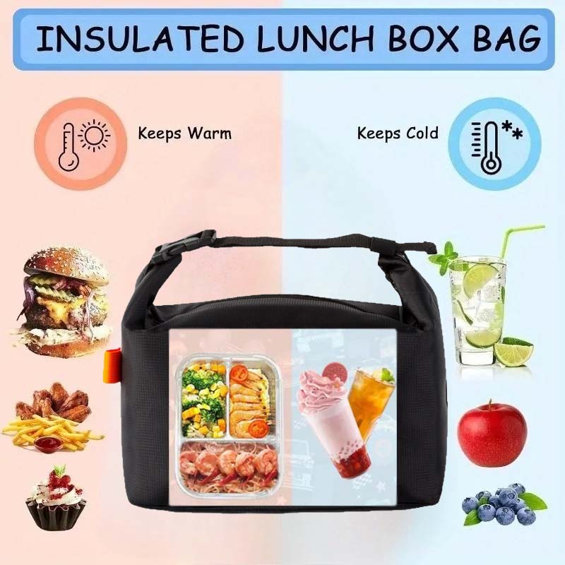 Large Capacity Insulated Lunch Bag Foldable Thermal Tote Leakproof Oxford Cooler Bag Portable Picnic Bag for Work School Camping
