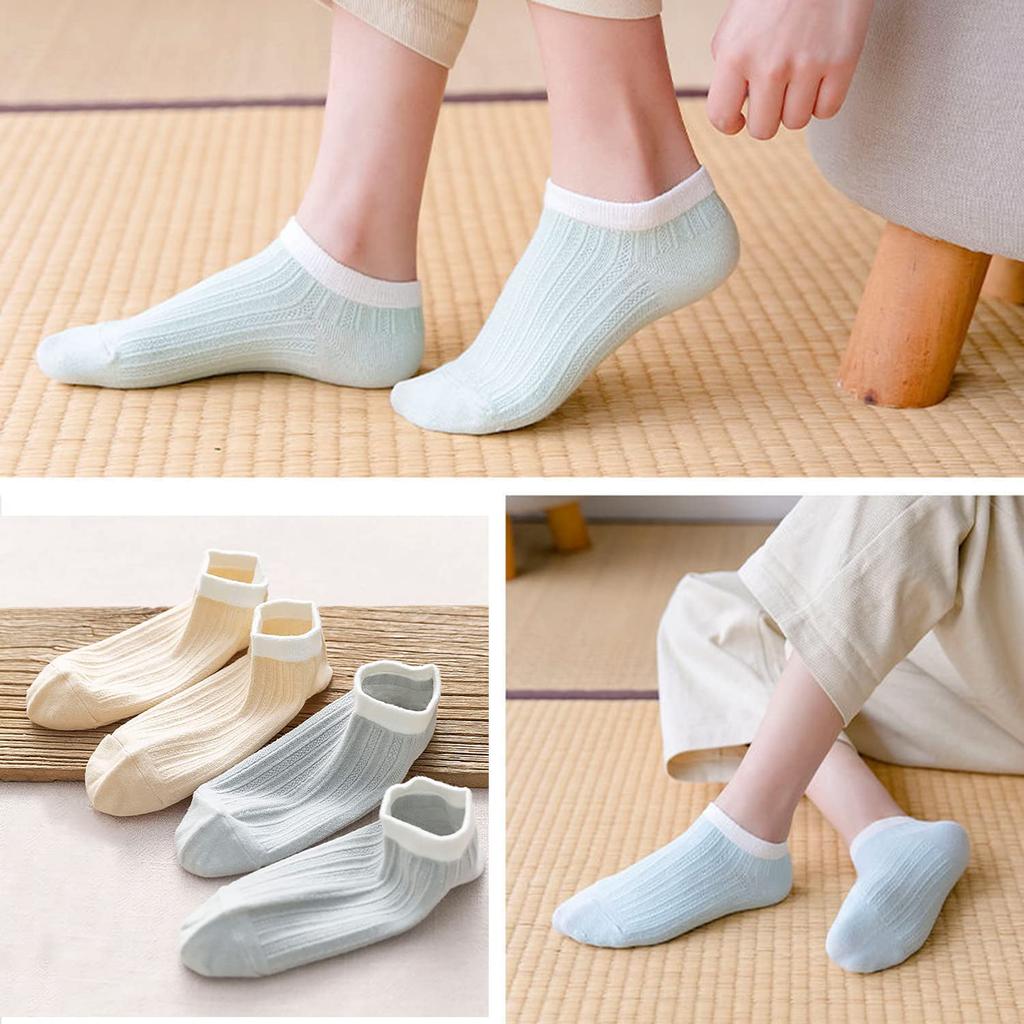 DAMILY Ankle Summer Breathable Sizes Women's Socks, Socks, Cotton, Cute, Stylish, Mesh, Comfortable, Casual, 5-Pair Set, 22-24.5cm