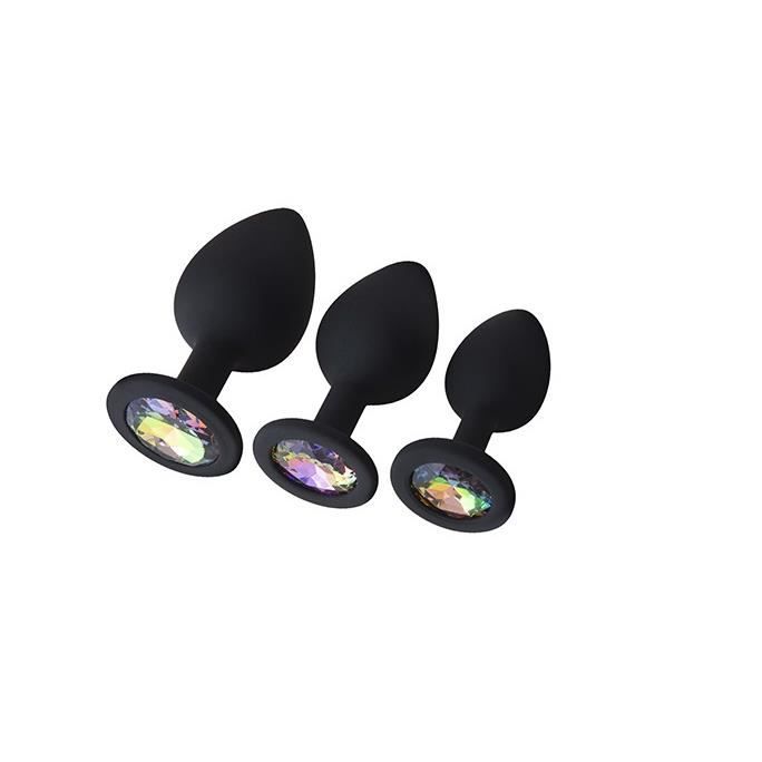 Plug anal - CONDOMS - Ensemble de 3 - Silicone médical - Noir - Débutants