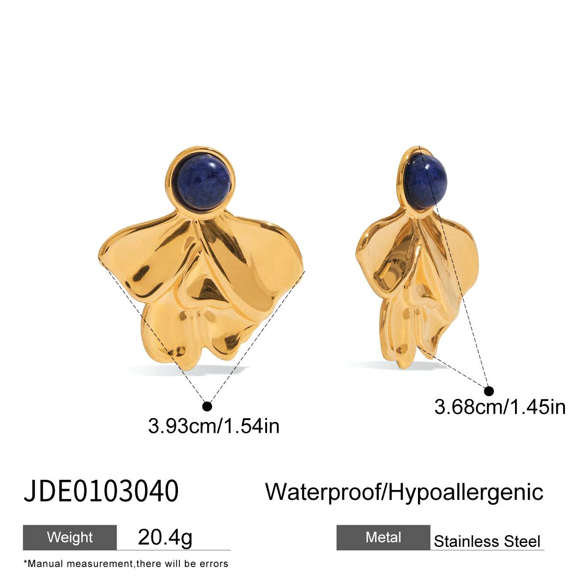 European and American lapis lazuli earrings stainless steel earrings earrings design sense niche titanium steel