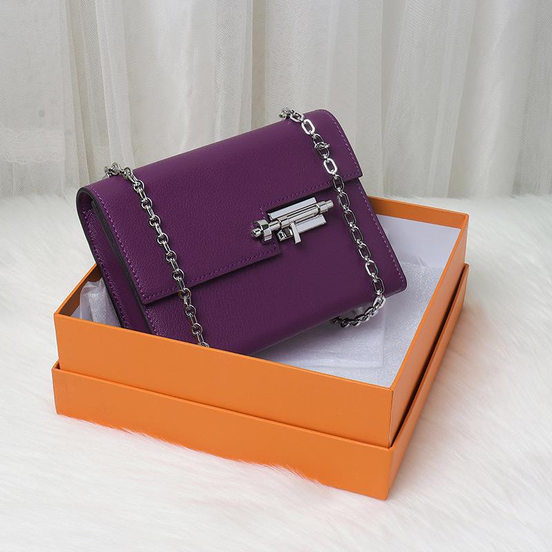 

Сумка-цепочка из коровьей кожи первого слоя, женская сумка-защелка, кожаная сумка-замок, маленькая квадратная сумка через плечо