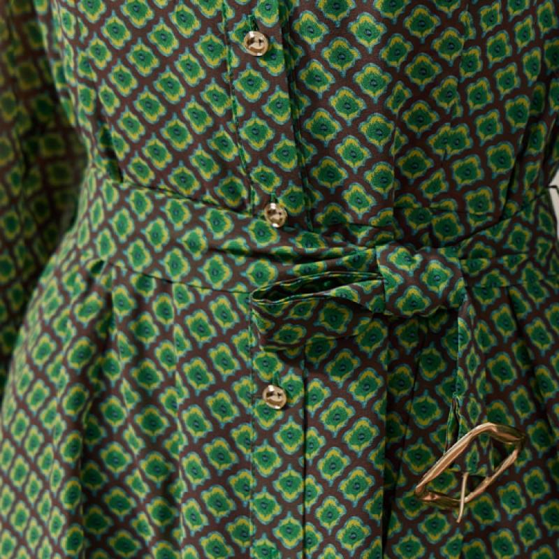 Maxza Geometric Chiffon Belted Shirt Dress Zf07qp001nh