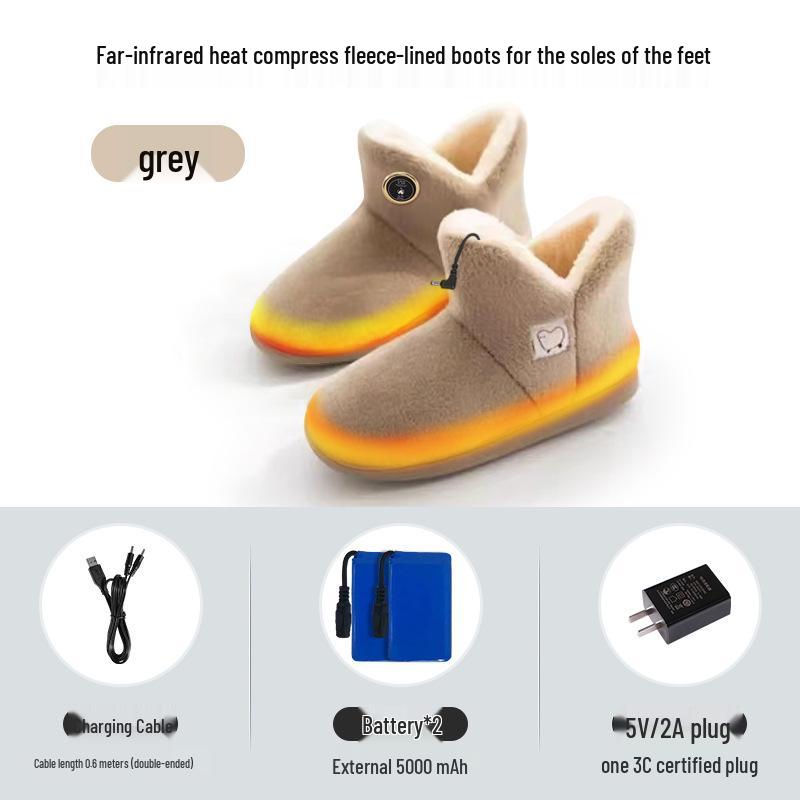 

Унисекс перезаряжаемые греющие тапочки - Теплые хлопковые грелки для ног для дома и офиса 38-39 (Fits 37-38) серый