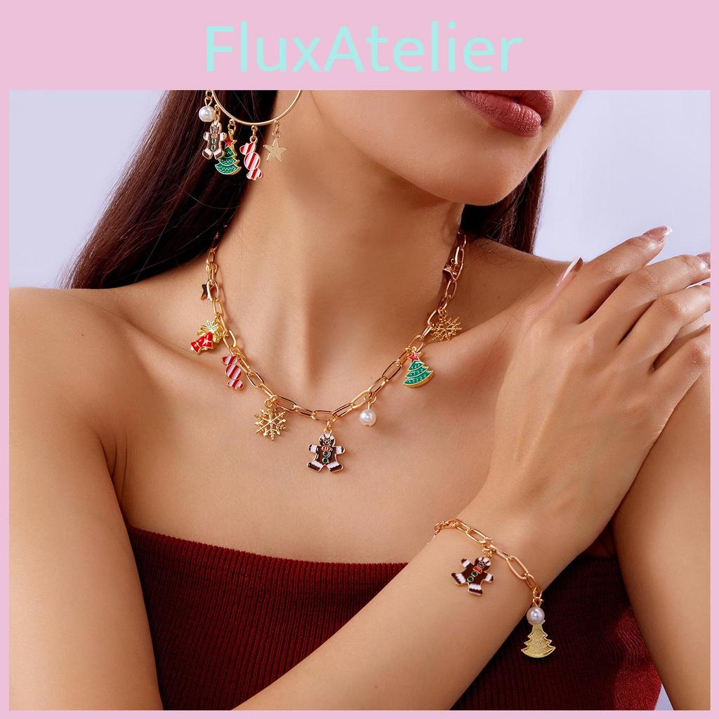 Christmas Seasonal Jewelry Set With Alloy Hand Chain And Pendant For Festive Decor
