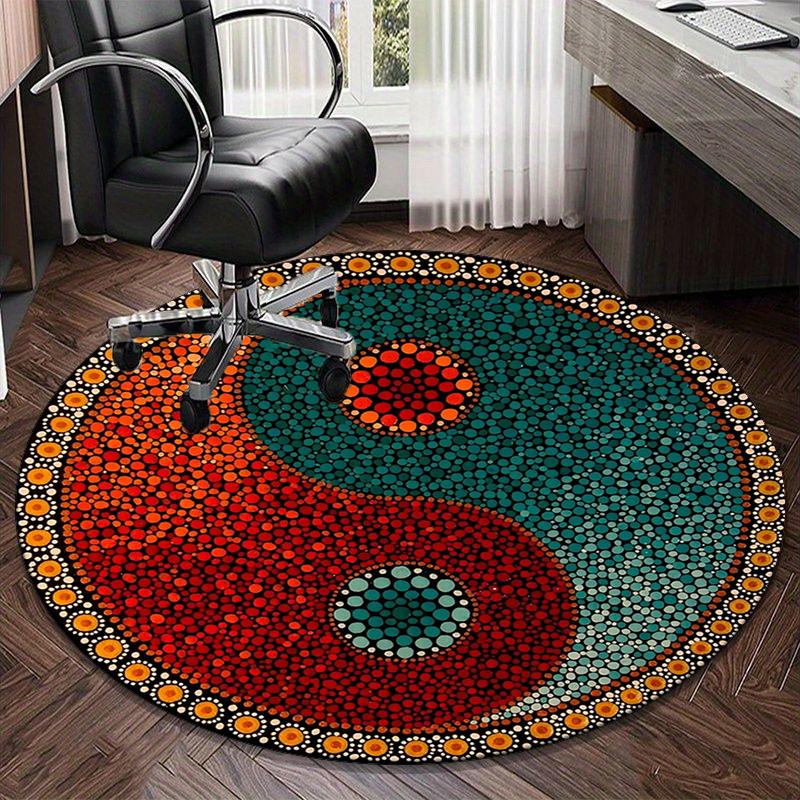Yin-yang Mandala Design round carpet Chair cushion Round Entryway Rug, Soft Round Rugs for Living Room, Bedroom, Circle Carpet decor gifts