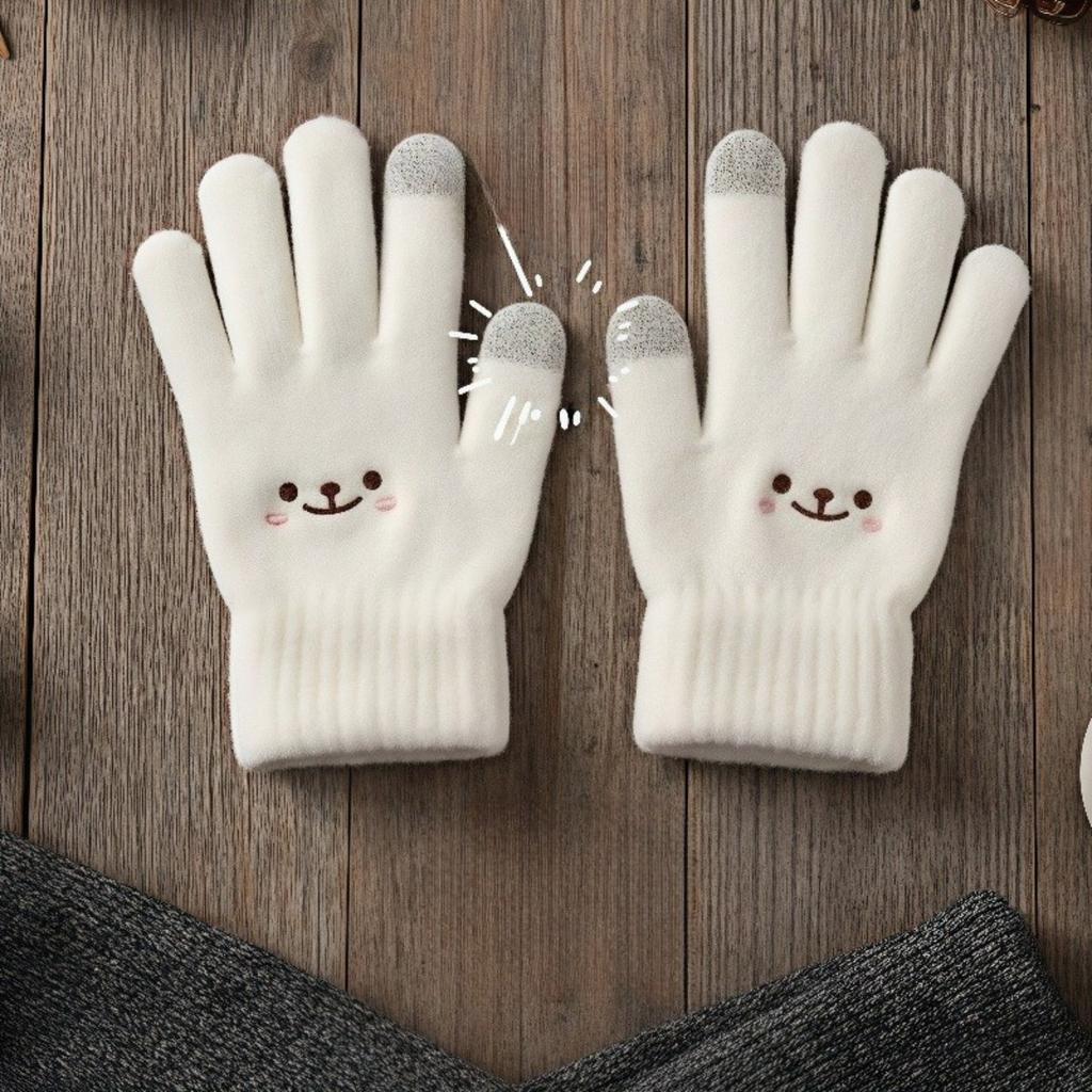 Warm Gloves, Plush Gloves, Split Finger Gloves, Thickened, Cold Resistant Gloves, Cycling, Touch Screen, Knitted, Warm Gloves