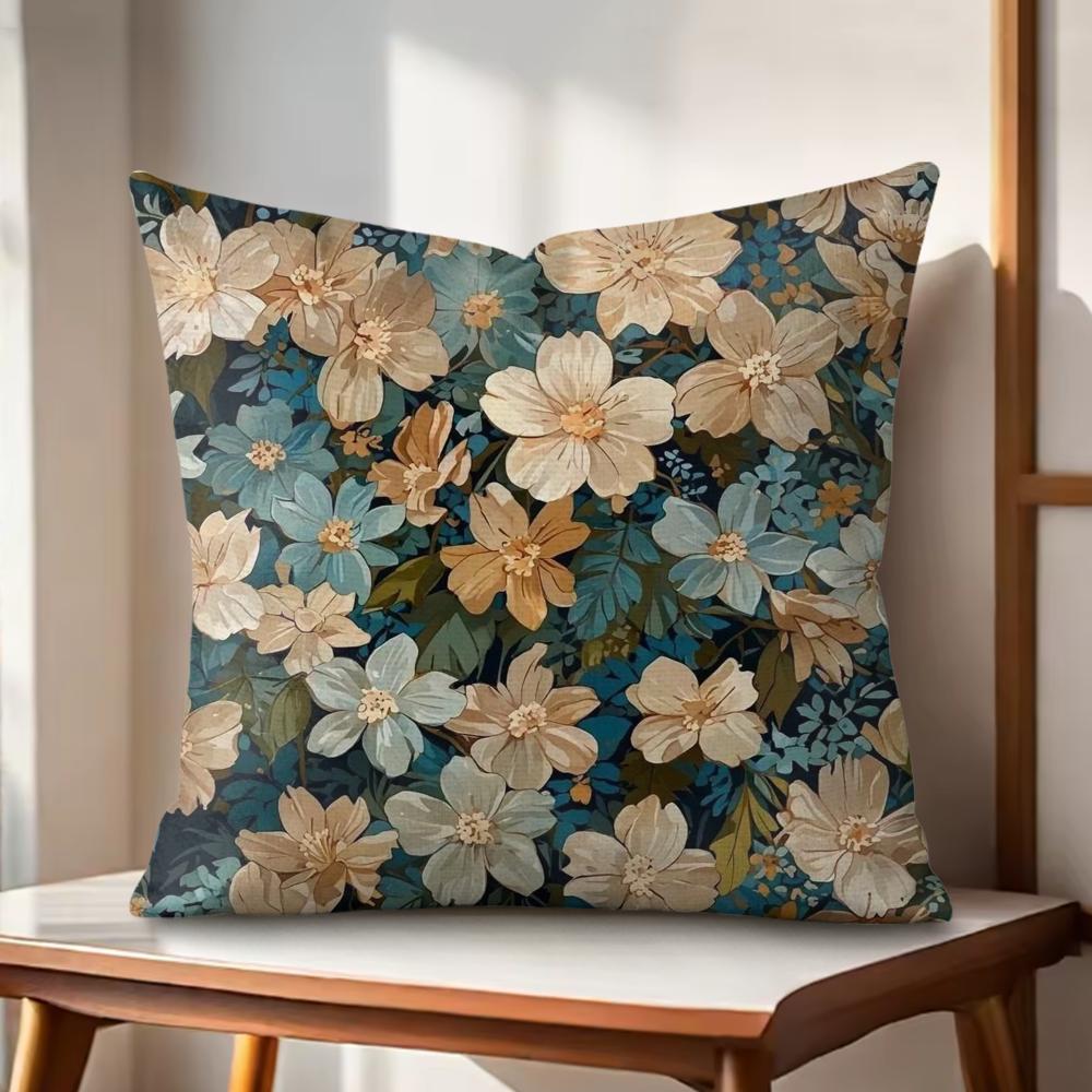 

Classic Art Floral Pattern Cushion Cover Natural Linen Organic Fabric DoubleSided Printing Couch Pillow Covers Home Decor 30x30cm