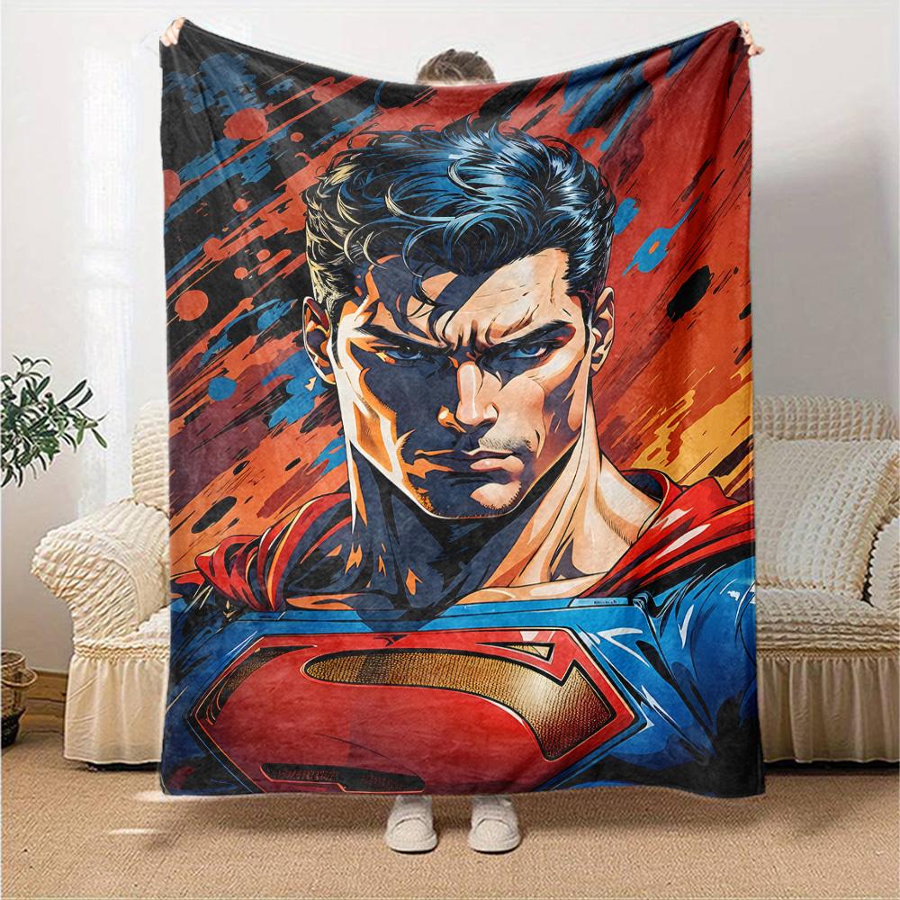 1pc Superman Flannel Blanket Soft Warm Throw for Home, Office, Travel, All-Season Cozy Bedding GiftL1086