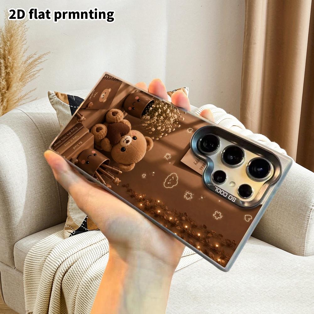 Phone Case: 2D Flat Samsung Galaxy A34 A35 M05 M06 S20 S22 S21 FE Plus 5G Protective Case, Couple Style, Brown Coffee Bear, Christmas and Halloween Gi