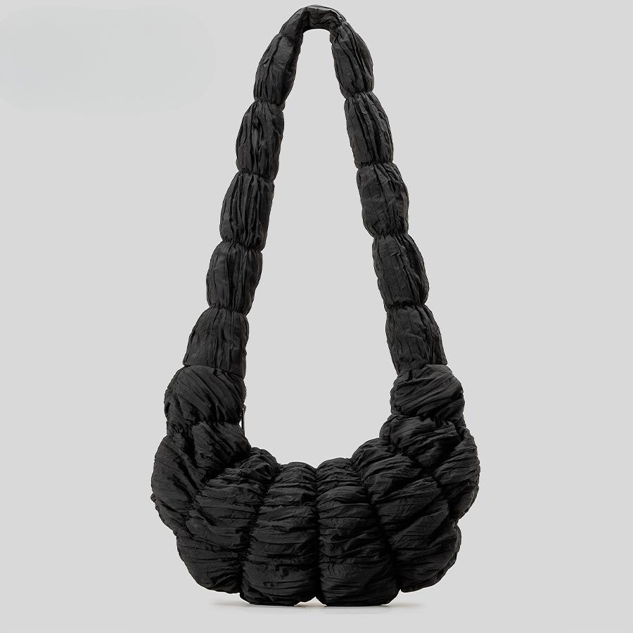 Women's Lightweight Shrinking Textured Crescent Crossbody Croissant Bag Shoulder Bag