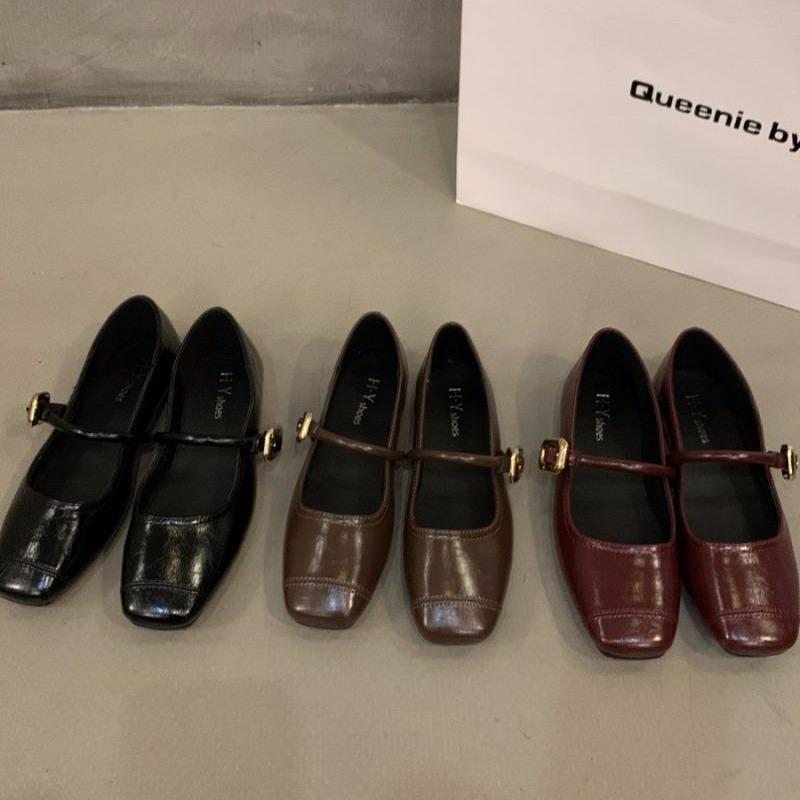 Flat Mary Jane black single shoes women's shoes spring 2025 new French evening breeze gentle Mary Jane shoes