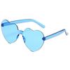 Rimless Heart Shaped Sunglasses, Transparent Candy Color Shades, Unisex Love Eyewear for Festivals, Parties and Daily Streetwear