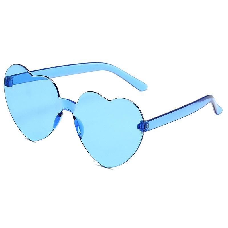 Rimless Heart Shaped Sunglasses, Transparent Candy Color Shades, Unisex Love Eyewear for Festivals, Parties and Daily Streetwear