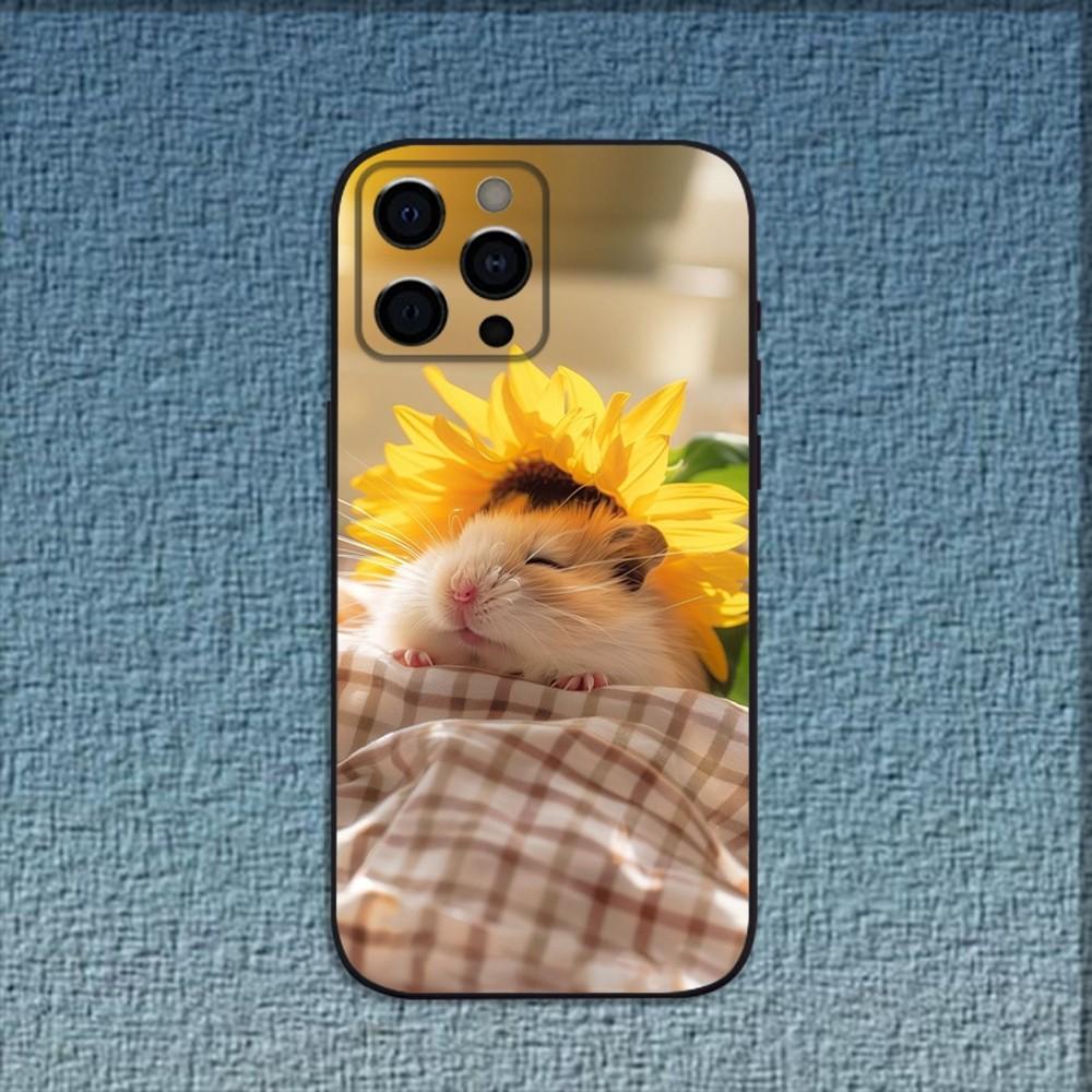 Cute Mouse Rat Hamster Phone Case For iPhone 16,15,14,13,12,11,Pro,X,XS,Max,XR,Plus,Mini Soft Black Cover