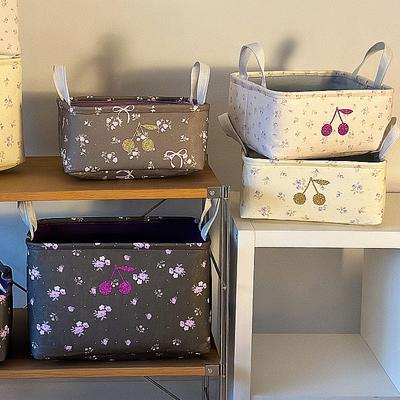 Pastoral Fabric Desktop Storage Basket Storage Box Washable Folding Box Organizing Box Car Wardrobe Clothes Storage Box