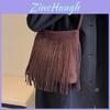 Vintage Chic Braun und Schwarz Fransen Schultertasche für Damen Stilvolles Retro-Design