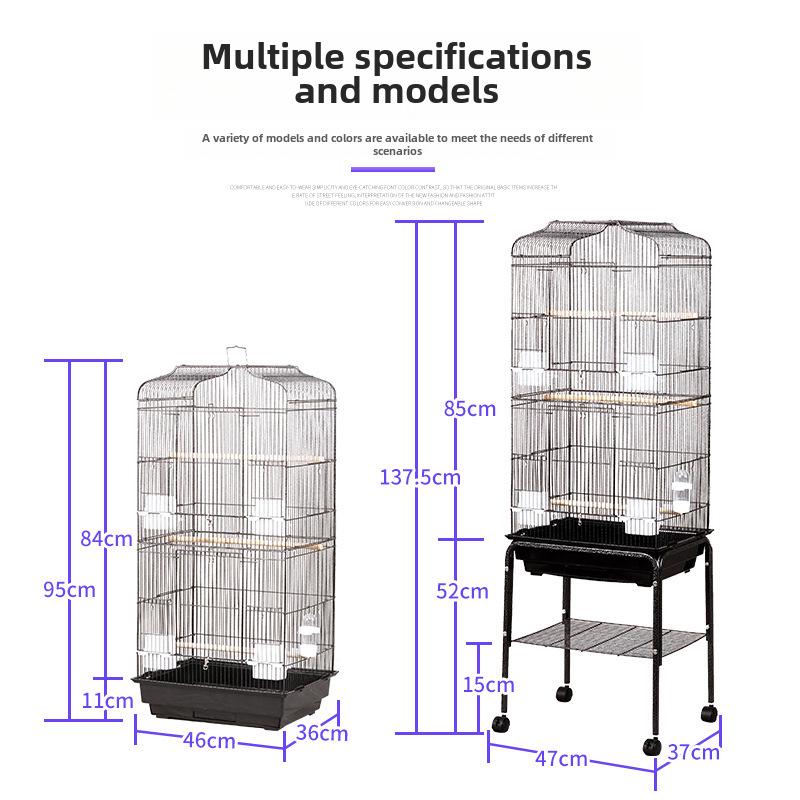 Grande Cage à Oiseaux pour Perroquets et Mynas - Design Phénix Noir