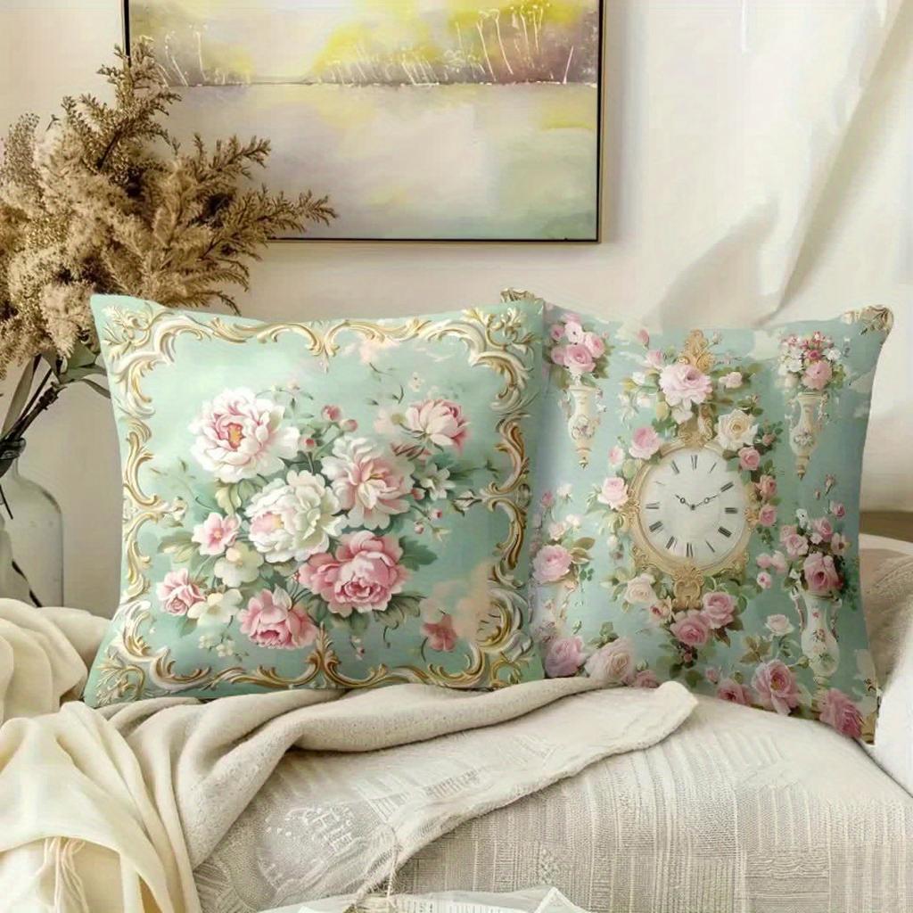 Rococo Floral Pillow Covers Vintage Wallpaper Pattern Cushion Covers Single Sided For Sofa Living Room Bedroom Home Decorations