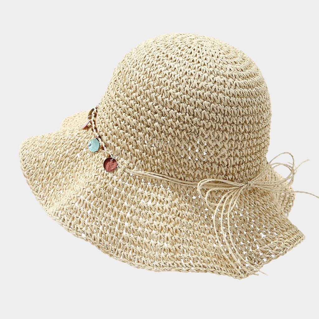 Summer Hollow Sun Protection Crochet Straw Hat Breathable  Vacation Wide Brim Woven Women's Beach Hats