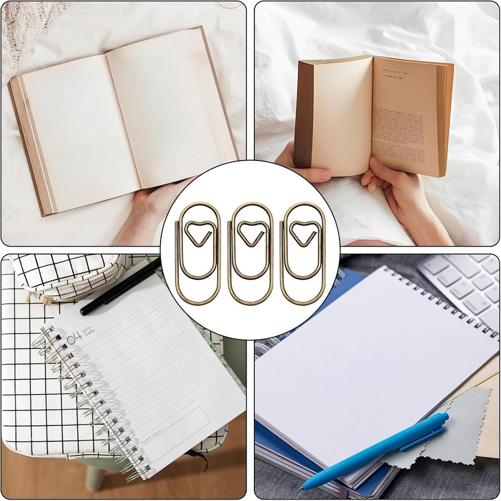 200 Pcs Love Heart Shaped Paper Clips 0.78-inch Small Paper Clip Stainless Steel in Tinplate Paper Clips Holder Cute Mini Paperclips Decorative Paper
