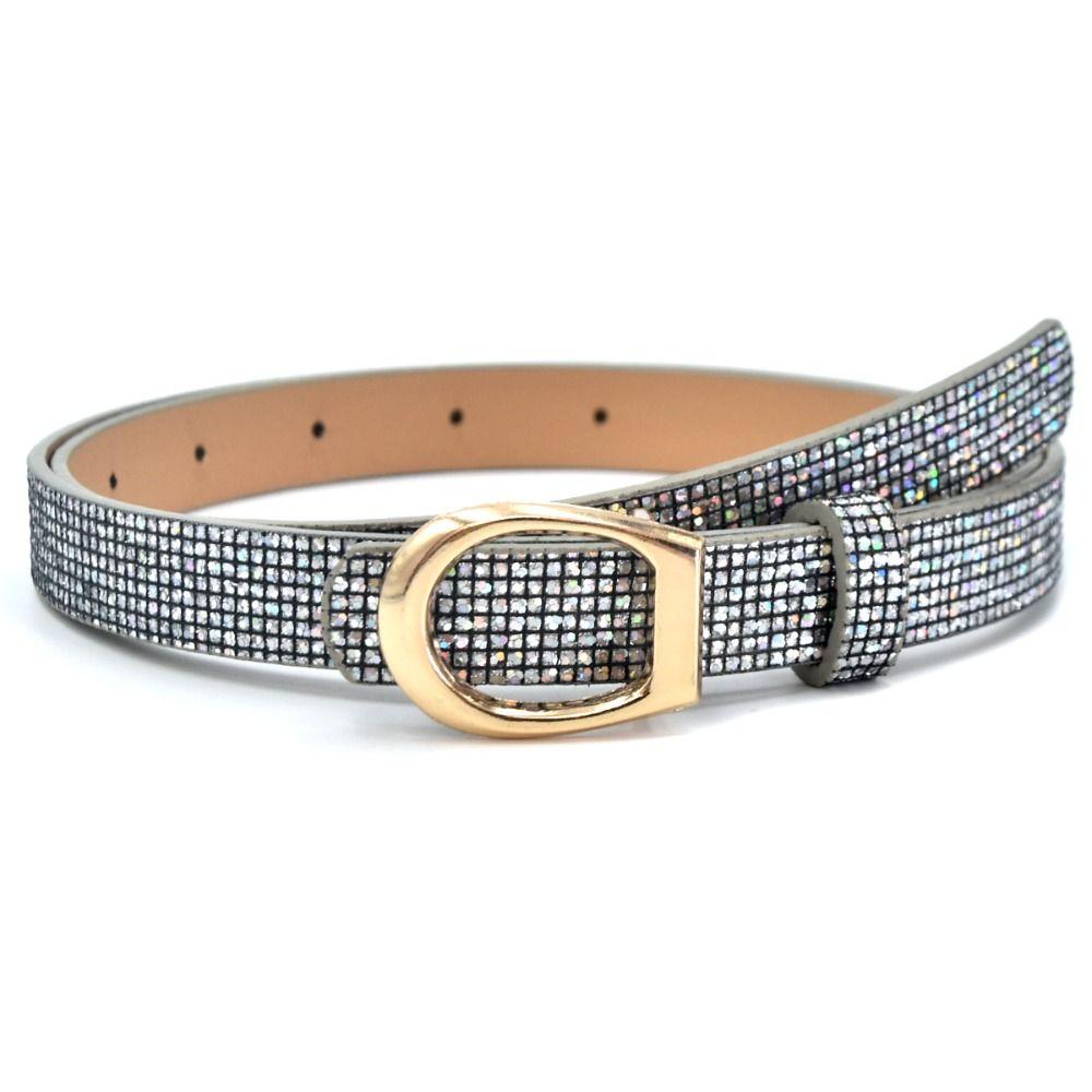 Bling Bling Sparkling Rhinestone Belt Glitter Luxury Brand Design PU Leather Belt Versatile Vintage Trendy Waistband