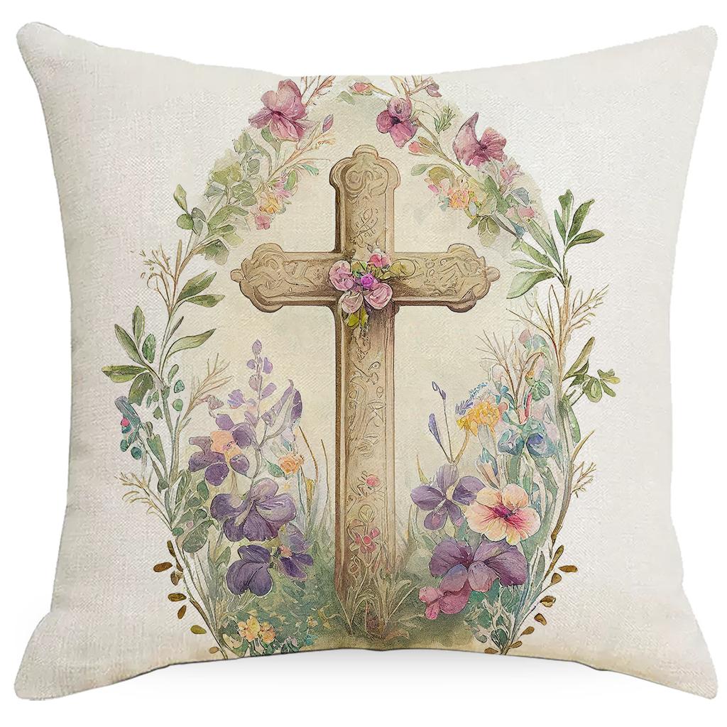 New Easter Pillowcase Spring Retro Rabbit Easter Egg Decorative Pillow Sofa Cushion Cover