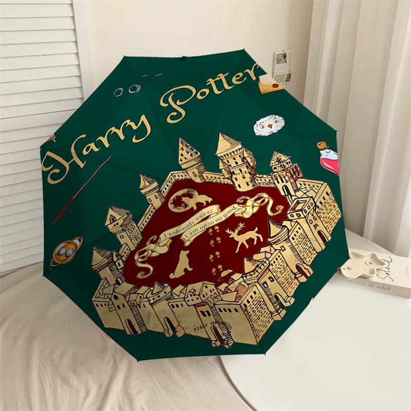 1PC Warner Harry Potter Hogwarts Automatic Open/Close Umbrella with Windproof, 27-Rib Sturdy Canopy, Durable Ribs1244A