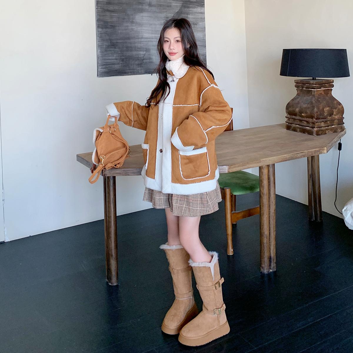 

Синий шкаф, серые зимние сапоги на толстой подошве для женской зимы 2025, новые, с высоким голенищем, из бархата, с утолщенным утеплителем, высокие сапоги, хлопковая обувь 42