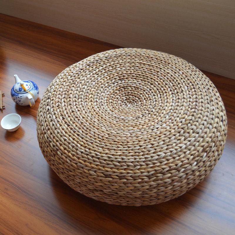 Japanisches Tatami Rattan Bodenkissen - Dicke Runde Zen Meditationsmatte