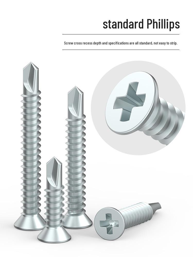 M4.2 Phillips Countersunk Self-Drilling Flat Head Galvanized Steel Screw for Metal and Tile