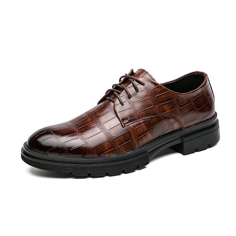 KuaJing Men s Large Size Height-Boosting Leather Loafers - Spring/Autumn 2025 Business Casual Slip-Ons 40 коричневый