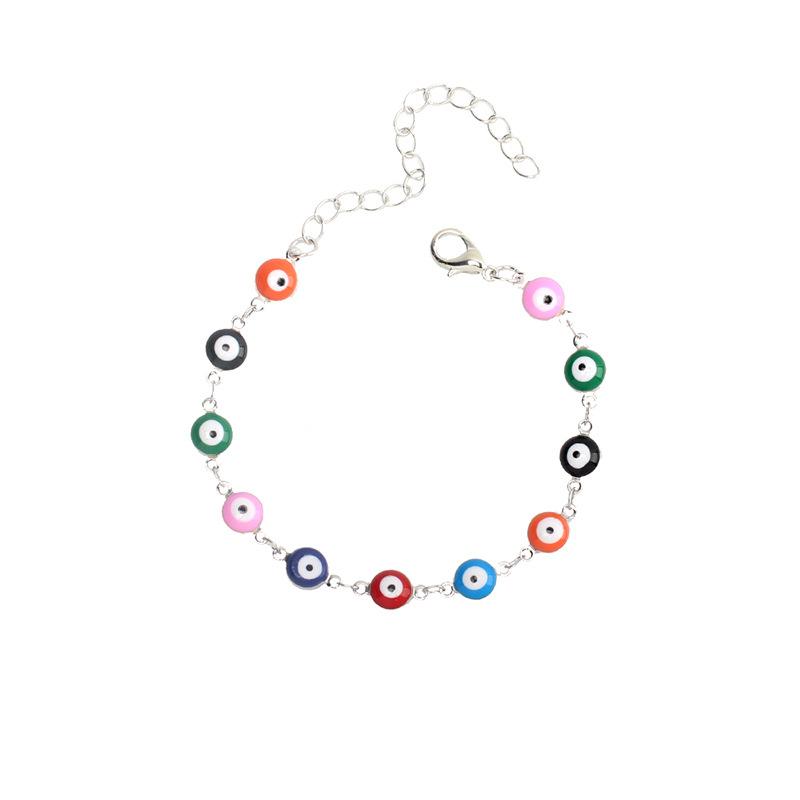 New Accessories, Bohemian Color Vintage Devil's Eye Necklace Bracelet Ankle Set