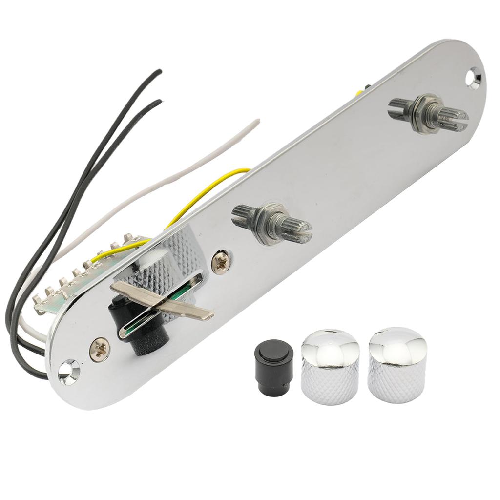 Musiclily Basic 32mm Telecaster Pre-Wired Control Plate with 3-Way Switch for Tele Electric Guitar, Chrome