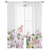 Transparente Vorhänge mit Aquarellblumen und Schmetterlingen für Schlafzimmer, Wohnzimmer, Tüllvorhänge für Küchenfenster, Voile-Vorhänge