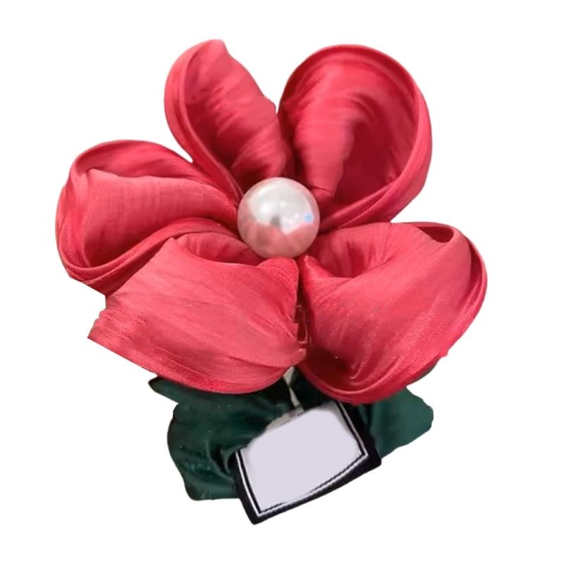 Elegantes florales Perlen-Haargummi für Frauen Bequem und stilvoll Elastisches Stoff-Blumen-Scrunchie Haarband Haarschmuck