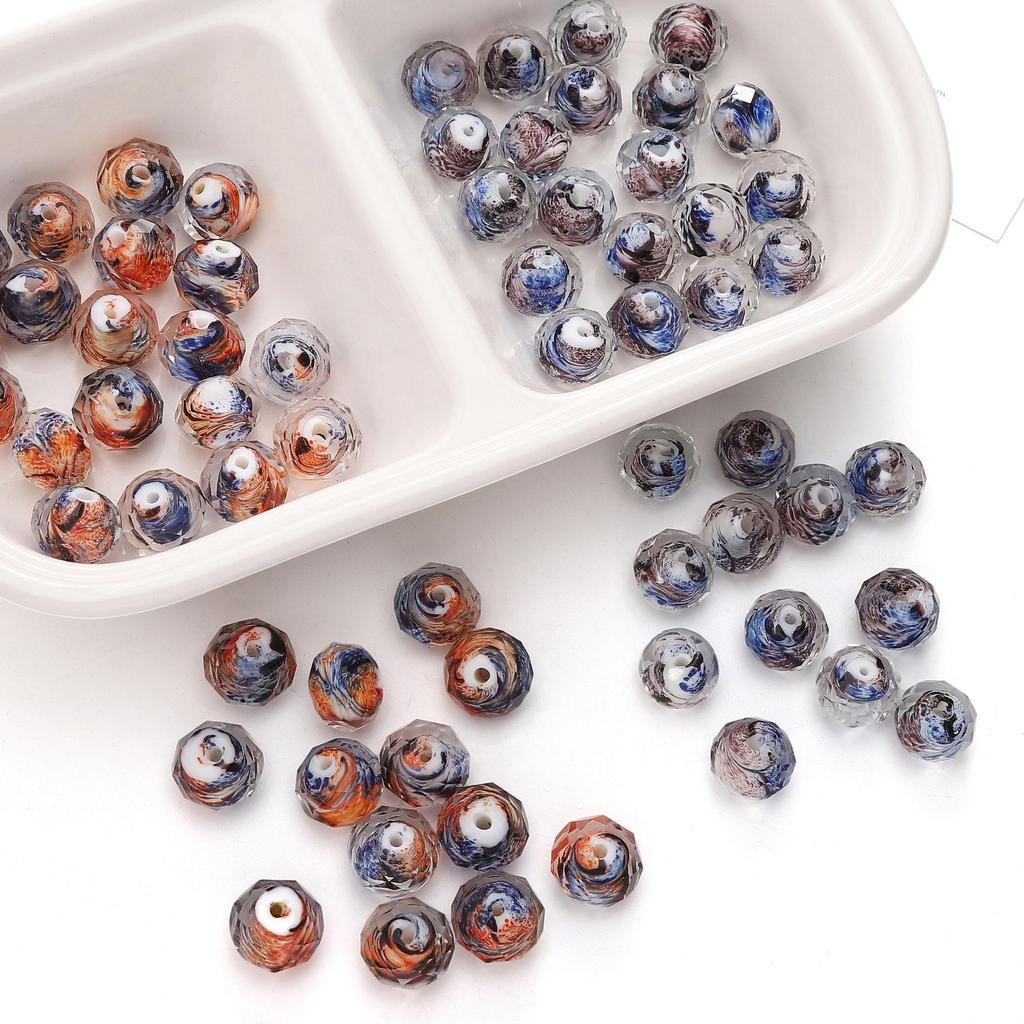 12x10mm Glass Cut Flat Round Beads Interval Scattered Beads For DIY Bracelets Necklaces Jewelry Making