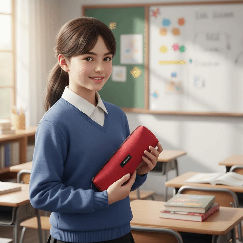 Small Size Canvas Pencil Case Solid Color Pencil Organizer Case  Stationery Storage