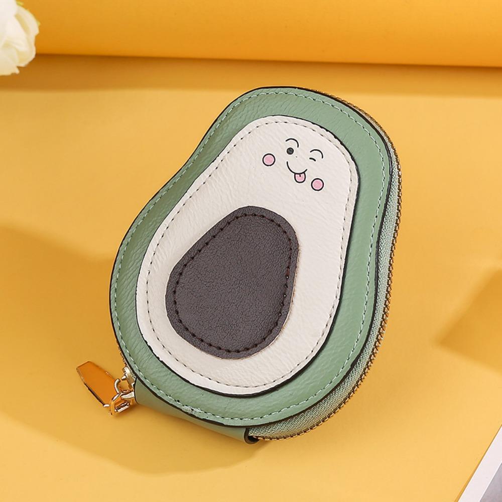 

Кошелек из ПУ кожи на молнии, милый держатель для карт, модный кошелек с авокадо, женский зелёный