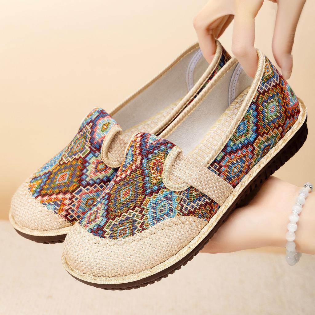 Shoes Women's Versatile New Breathable One-pedal Soft-soled Single Shoes Linen Comfortable Ethnic Style Old Beijing Casual Cloth Shoes