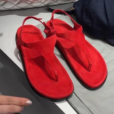 Sandálias rasteirinhas de dedo retrô chinelos para o verão de 2025 combinadas com saias para férias praia Sapatos romanos para mulheres