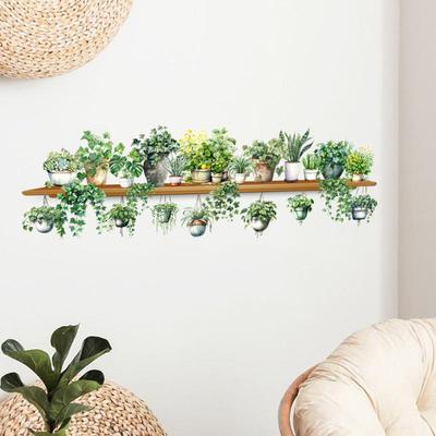 Autocollants Muraux Feuilles d'Aneth Highgreen Panier Suspendu Murale Chambre à Coucher Salon Décoration Murale Plante Verte Décor Mural de Cour