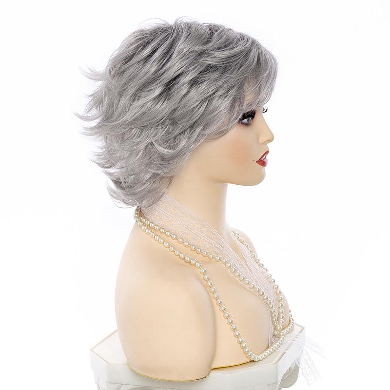 Mulheres Senhoras Natural Curto Ondulado Encaracolado Perucas Com Franja Castanho Loiro Laranja Cinza Peruca Diária Fantasia Festa Cabelo Resistente Ao Calor Fibra