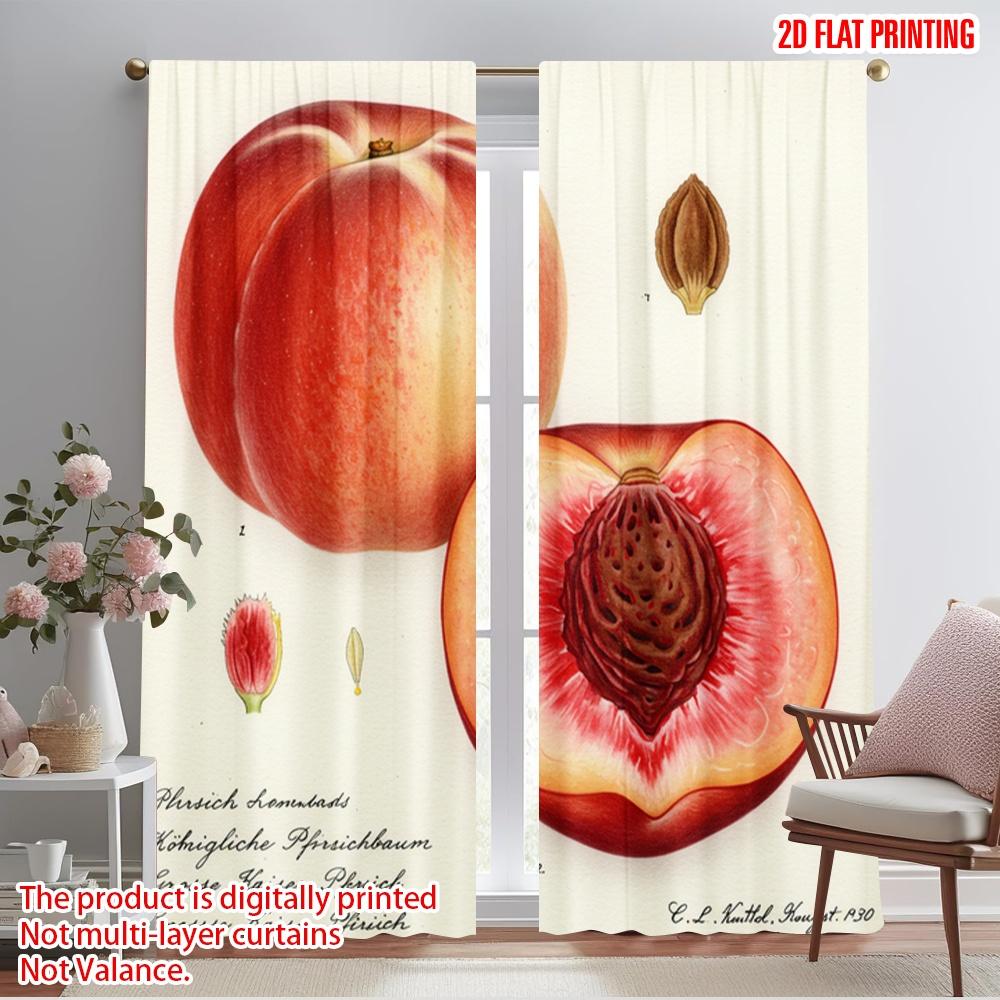 

2pcs 2D flat printing Curtains Plum Fruit Botanical Illustration Fabric Without Electricity 0 for Yard & Garden No Power Needed 52.50×116.00 CM 2pcs