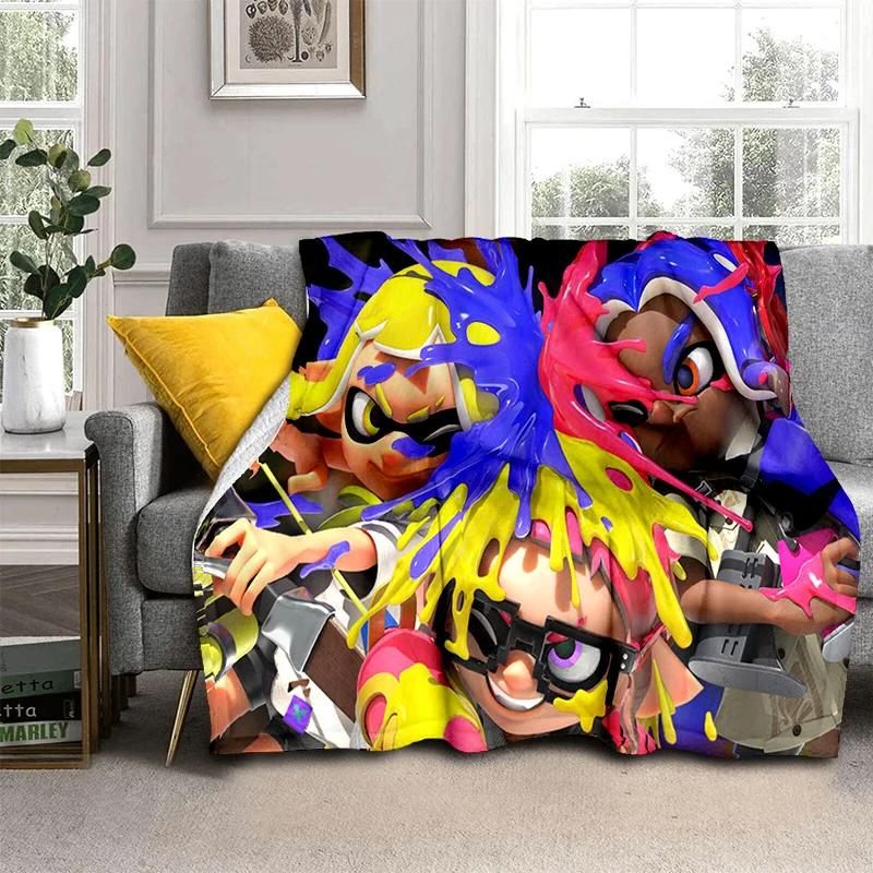 Cartoon PC Gamer 3D Games Splatoon Blanket,Soft Throw Blanket for Home Bedroom Bed Sofa Picnic Travel Office Cover Blanket Kids