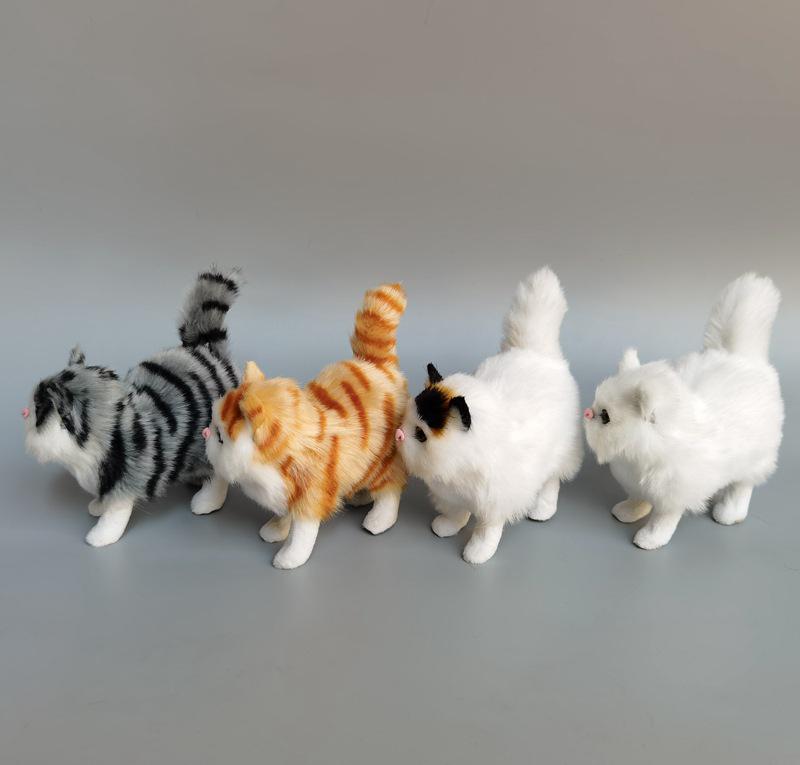 Grey Calico Cat Simulation Figurine – Persian Craft Toy for Window Display