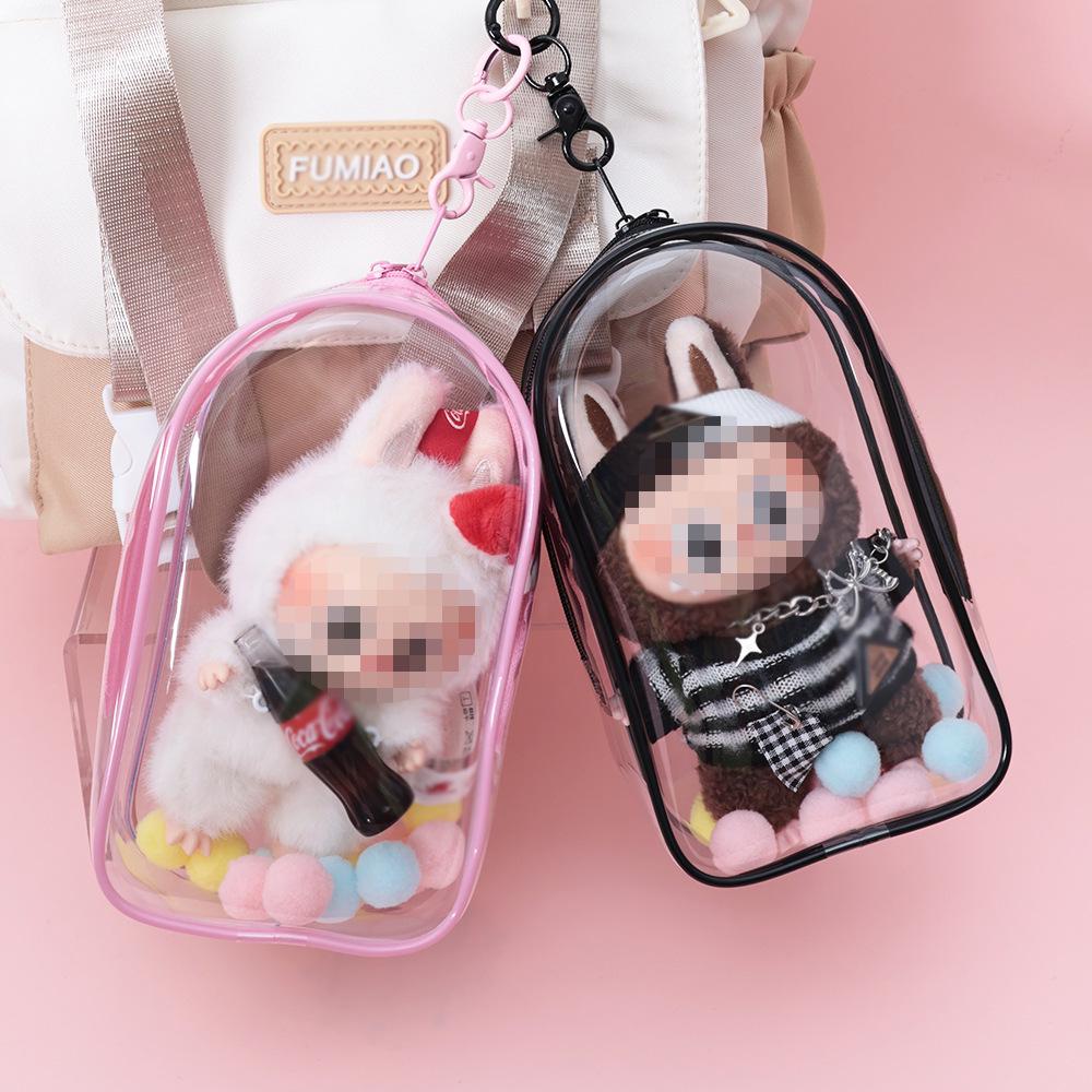 19cm Doll Carry Bag with PVC Window – Trendy Vinyl Toy Display and Storage